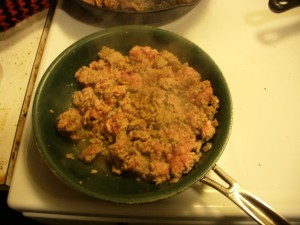 Browning ground turkey meat