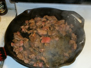 Browning Beef Stew Meat for Tacos