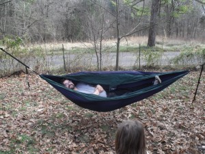 Mike In a Hammock  as a bed